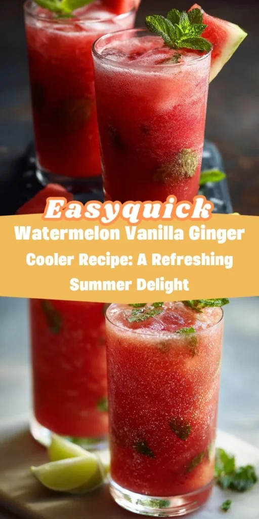 This watermelon vanilla ginger cooler recipe: a refreshing summer delight is a simple drink recipe made with everyday ingredients. Perfect for busy days and family meals.