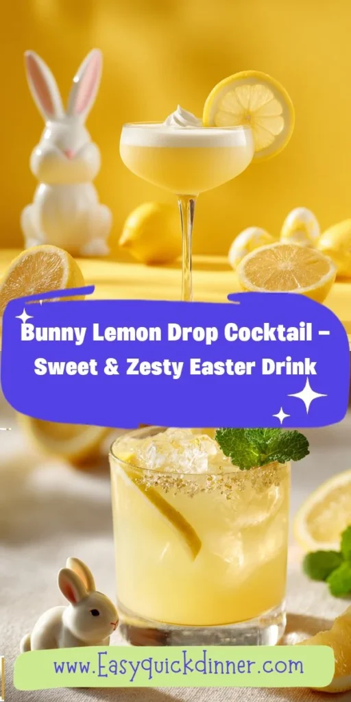 This bunny lemon drop cocktail - sweet & zesty easter drink is a simple drink recipe made with everyday ingredients. Perfect for busy days and family meals.