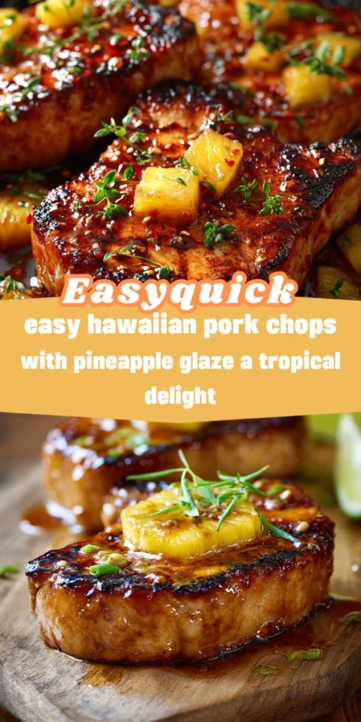 This easy hawaiian pork chops with pineapple glaze a tropical delight is a simple dinner recipe made with everyday ingredients. Perfect for busy days and family meals.