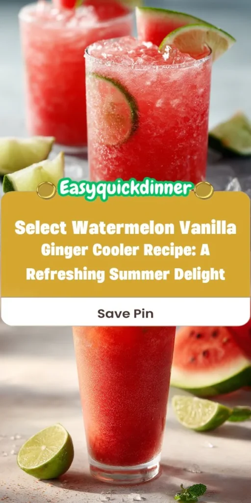 This select watermelon vanilla ginger cooler recipe: a refreshing summer delight is a simple drink recipe made with everyday ingredients. Perfect for busy days and family meals.