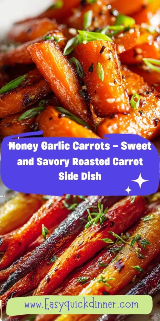 This honey garlic carrots - sweet and savory roasted carrot side dish is a simple dinner recipe made with everyday ingredients. Perfect for busy days and family meals.