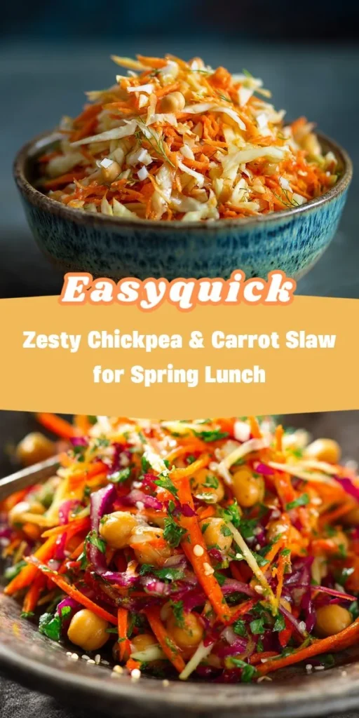 This zesty chickpea & carrot slaw for spring lunch is a simple lunch recipe made with everyday ingredients. Perfect for busy days and family meals.