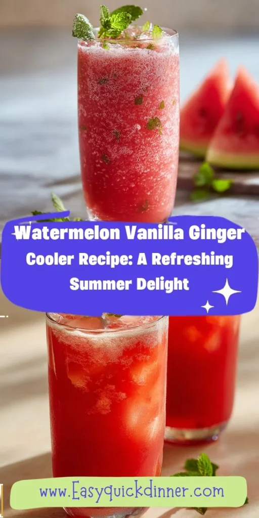 This watermelon vanilla ginger cooler recipe: a refreshing summer delight is a simple drink recipe made with everyday ingredients. Perfect for busy days and family meals.