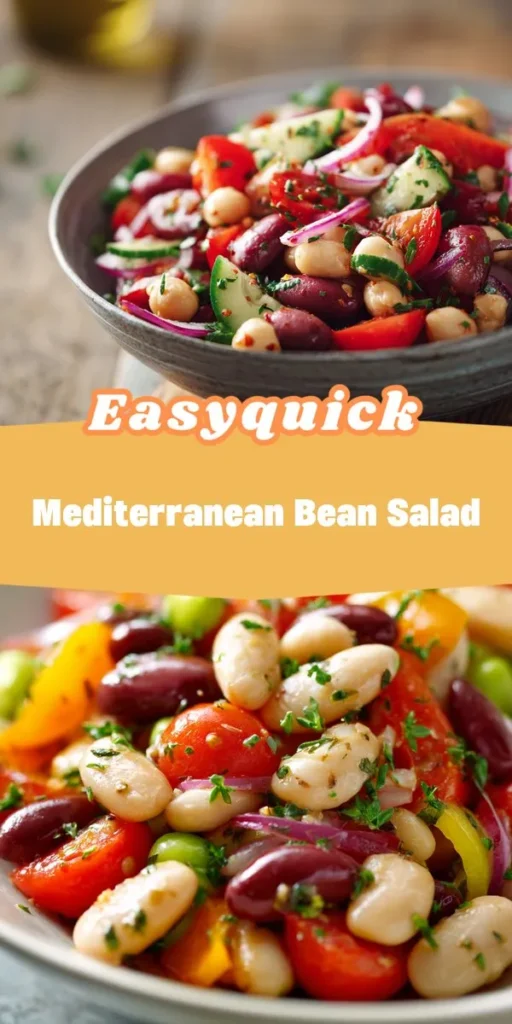 This mediterranean bean salad is a simple lunch recipe made with everyday ingredients. Perfect for busy days and family meals.