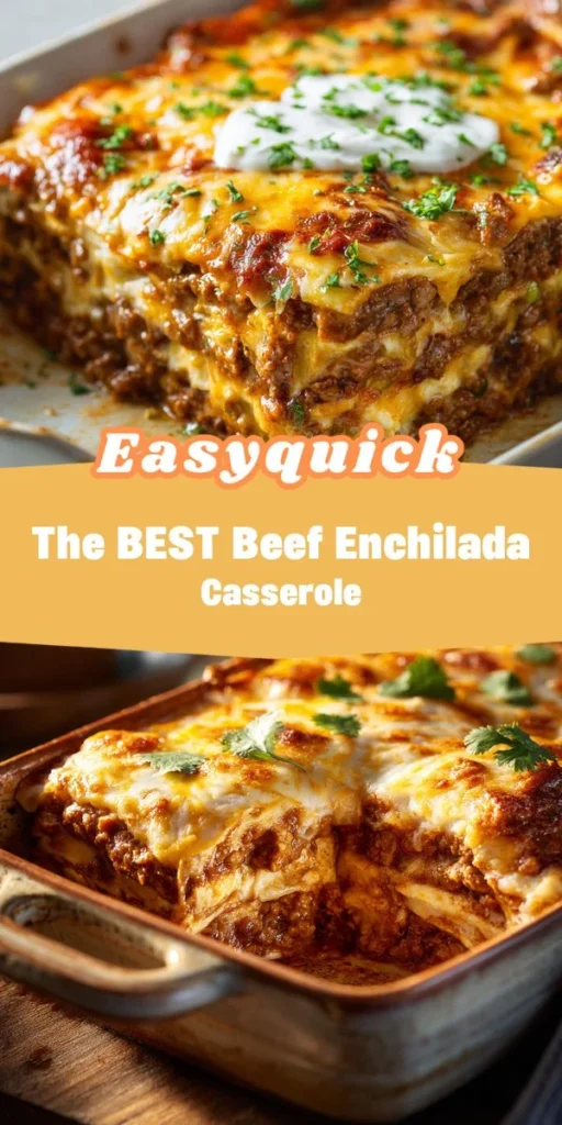 This the best beef enchilada casserole is a simple dinner recipe made with everyday ingredients. Perfect for busy days and family meals.