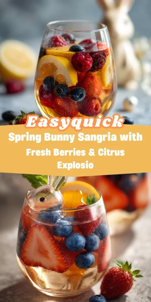 This spring bunny sangria with fresh berries & citrus explosio is a simple drink recipe made with everyday ingredients. Perfect for busy days and family meals.
