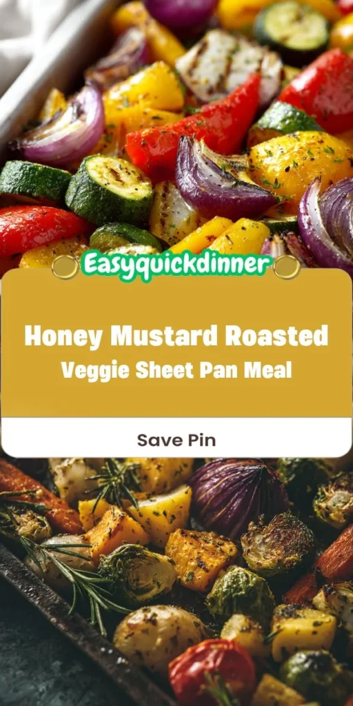 This honey mustard roasted veggie sheet pan meal is a simple dinner recipe made with everyday ingredients. Perfect for busy days and family meals.