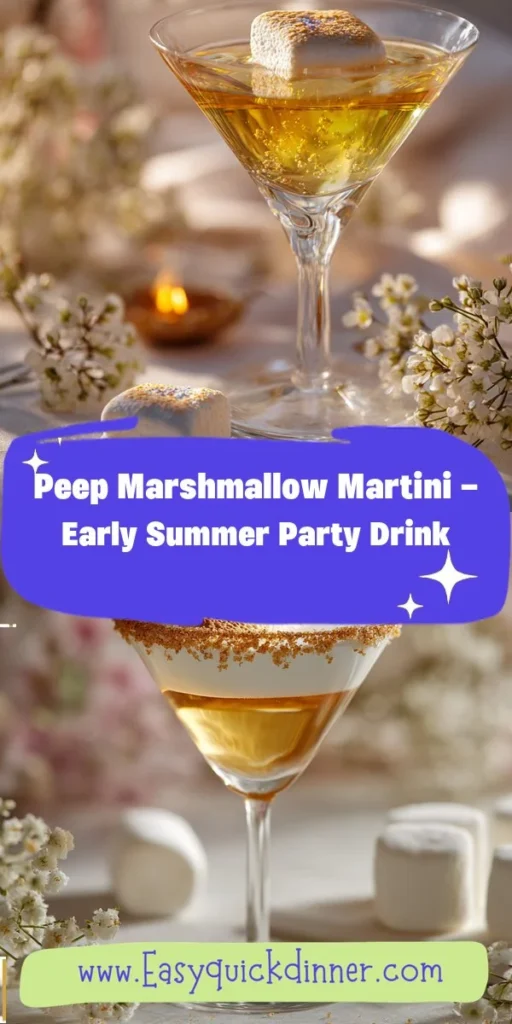This peep marshmallow martini - early summer party drink is a simple drink recipe made with everyday ingredients. Perfect for busy days and family meals.