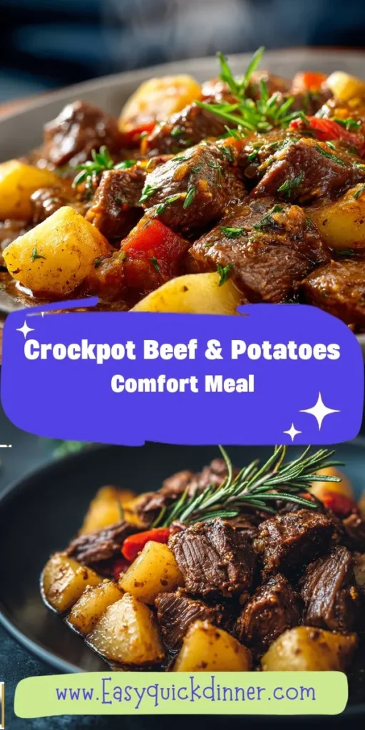 This crockpot beef & potatoes comfort meal is a simple dinner recipe made with everyday ingredients. Perfect for busy days and family meals.