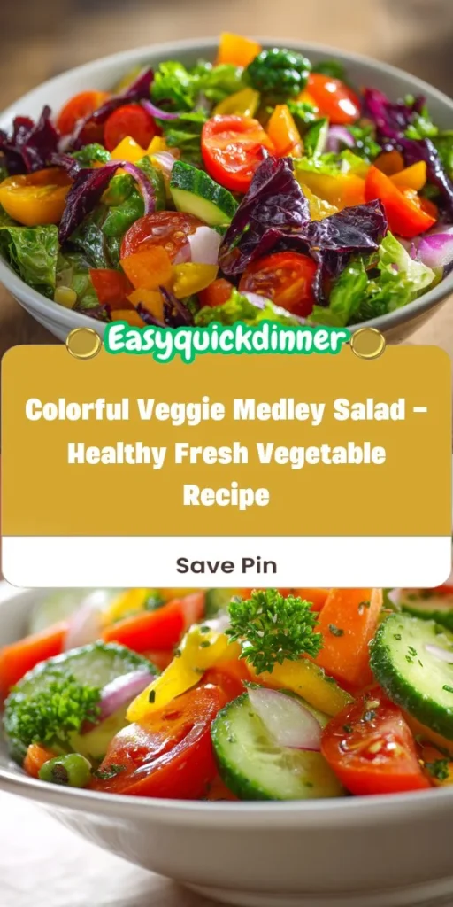 This colorful veggie medley salad - healthy fresh vegetable recipe is a simple lunch recipe made with everyday ingredients. Perfect for busy days and family meals.