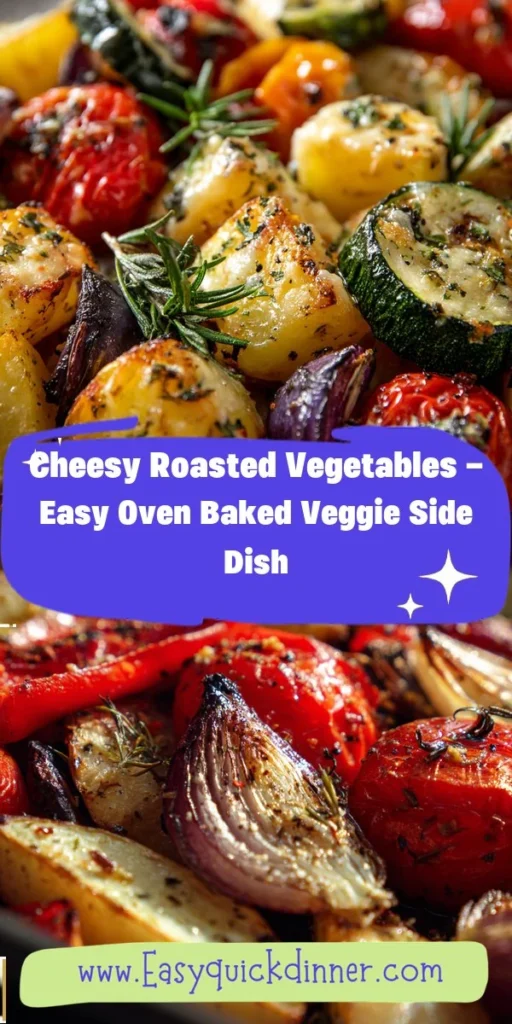 This cheesy roasted vegetables - easy oven baked veggie side dish is a simple dinner recipe made with everyday ingredients. Perfect for busy days and family meals.