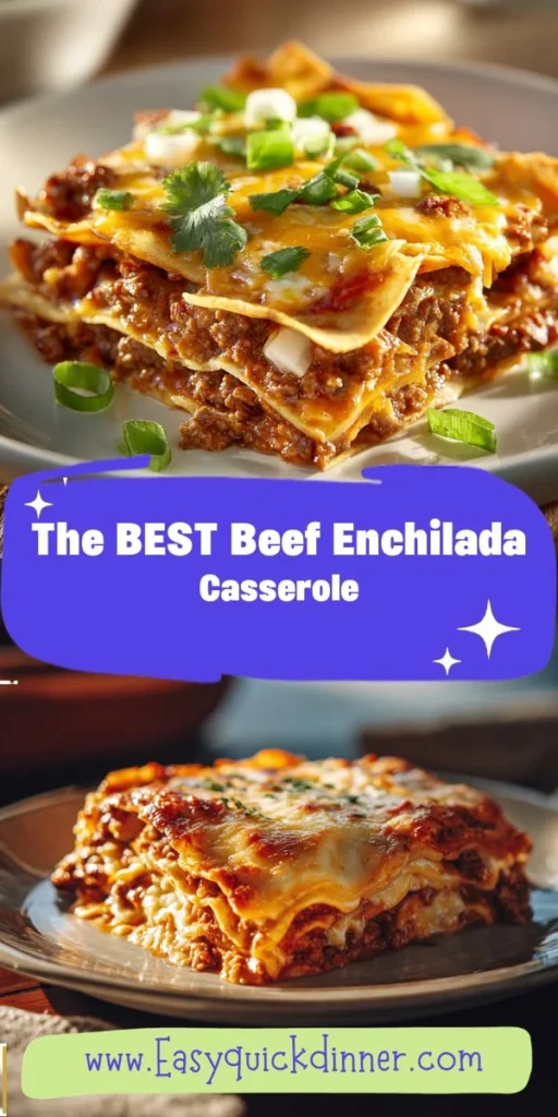 This the best beef enchilada casserole is a simple dinner recipe made with everyday ingredients. Perfect for busy days and family meals.
