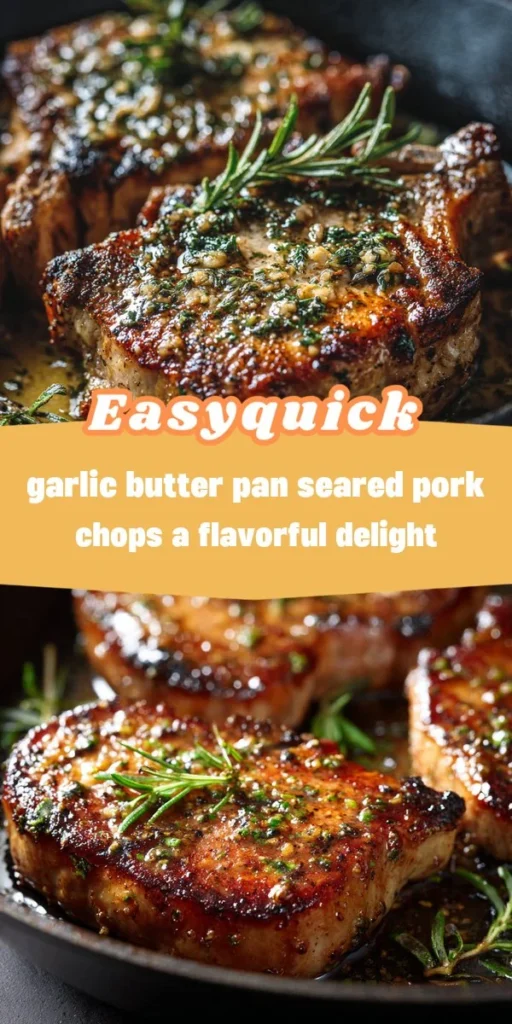 This garlic butter pan seared pork chops a flavorful delight is a simple dinner recipe made with everyday ingredients. Perfect for busy days and family meals.
