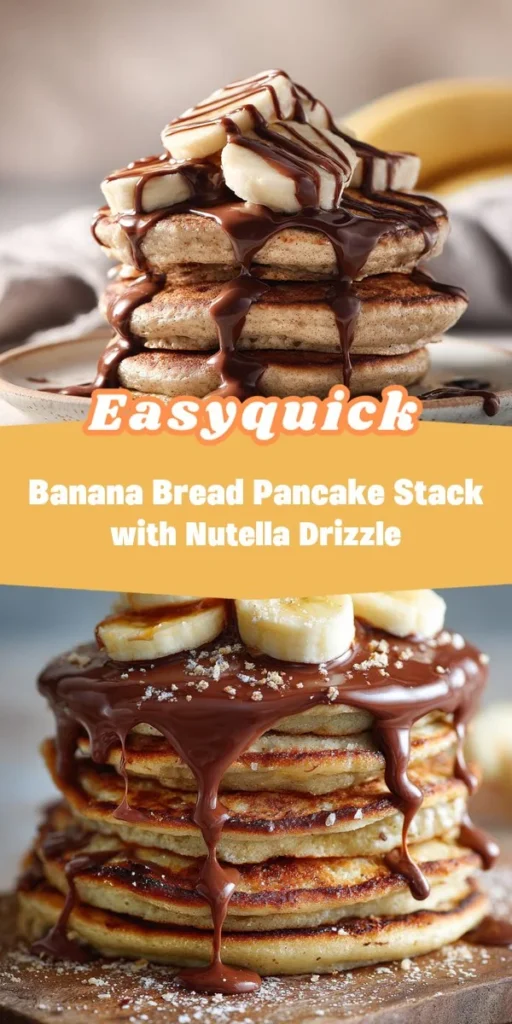 This banana bread pancake stack with nutella drizzle is a simple breakfast recipe made with everyday ingredients. Perfect for busy days and family meals.