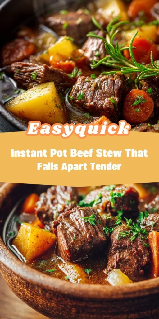 This instant pot beef stew that falls apart tender is a simple dinner recipe made with everyday ingredients. Perfect for busy days and family meals.
