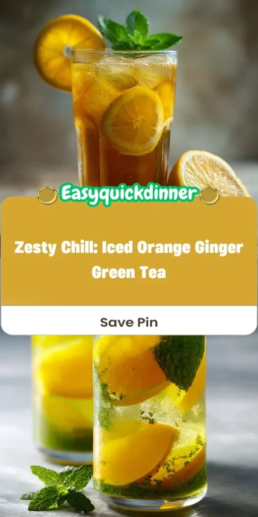 This zesty chill: iced orange ginger green tea is a simple drink recipe made with everyday ingredients. Perfect for busy days and family meals.
