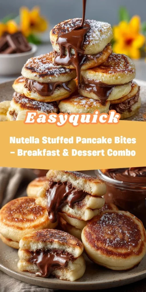 This nutella stuffed pancake bites - breakfast & dessert combo is a simple breakfast recipe made with everyday ingredients. Perfect for busy days and family meals.