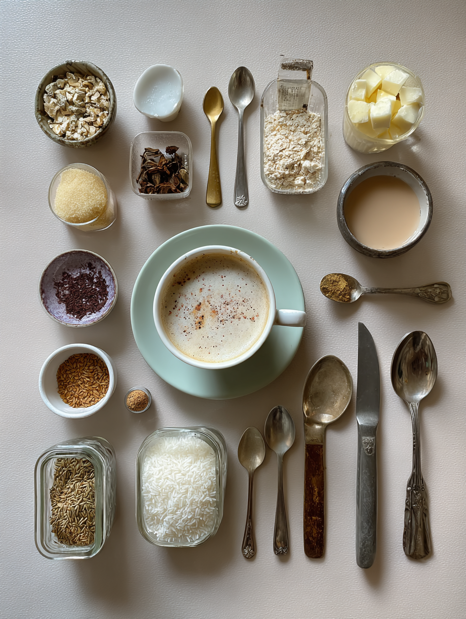 Ingredients for Hojicha Latte Recipe Roasted Japanese Tea Drink