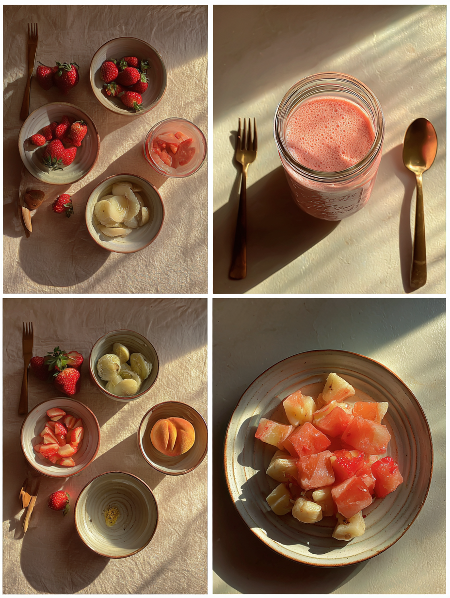 Steps for Peach Strawberry Smoothie Recipe Sweet Fruit Drink