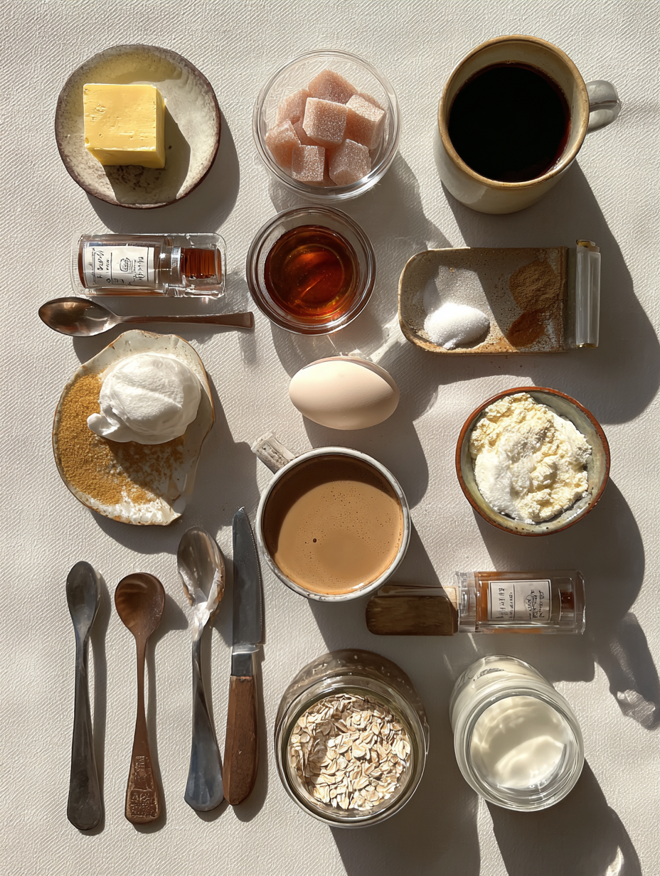 Ingredients for Brown Sugar Oat Milk Latte Recipe Copycat Drink