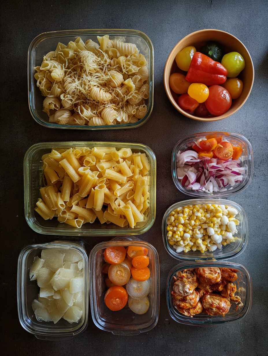 Ingredients for Mexican Street Corn Pasta Salad Recipe Easy Lunch