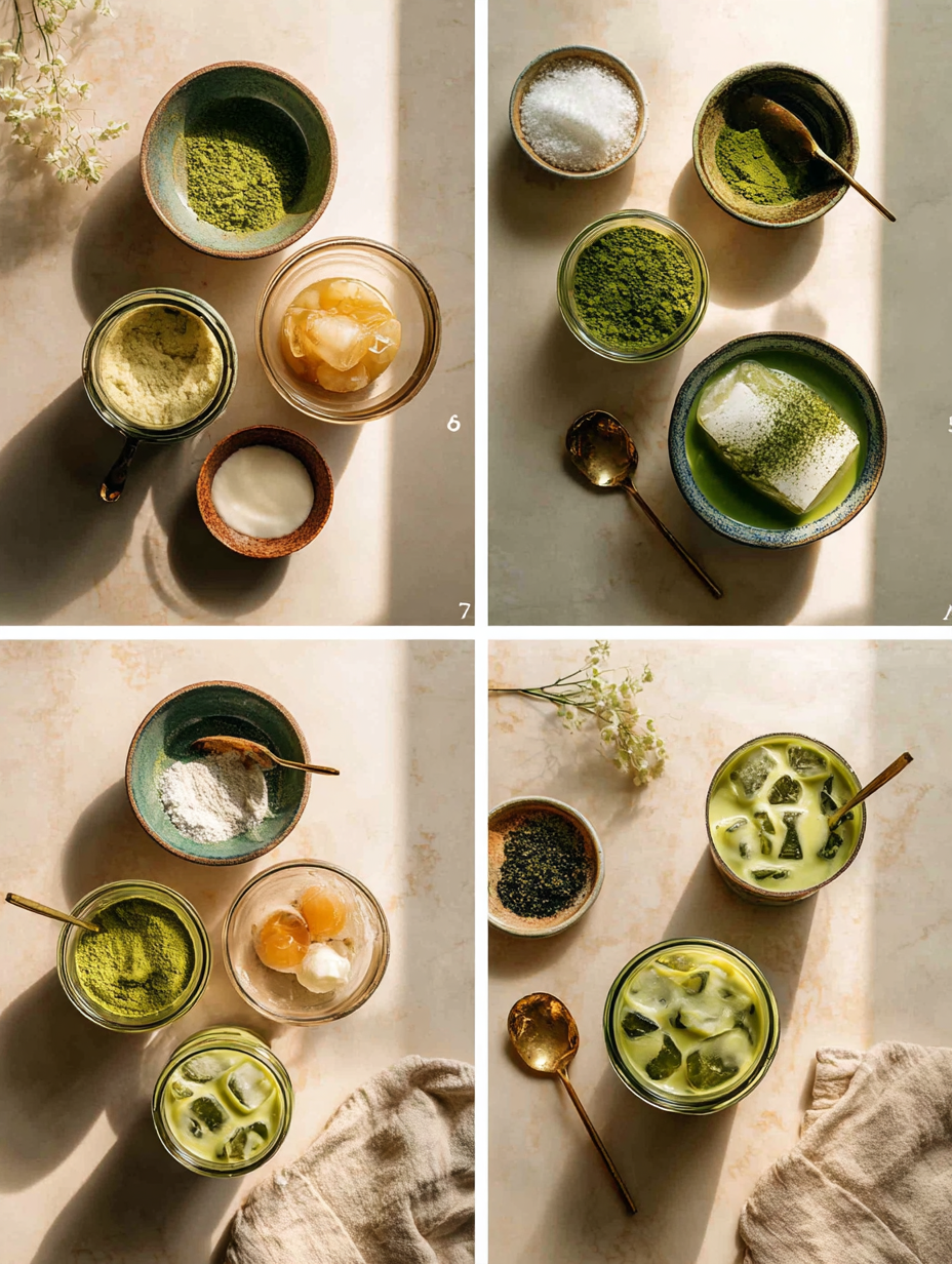 Step by step instructions for Easy Iced Matcha Latte Recipe