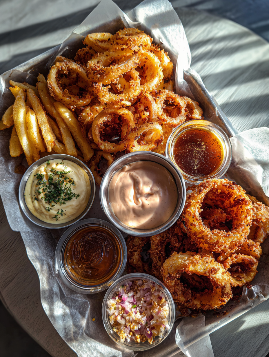 Ingredients for Crispy Onion Rings Parmesan Recipe Air Fryer Appetizer