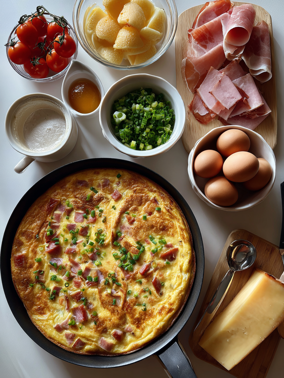 Ingredients for Delicious Turkey Ham Cheese Frittata