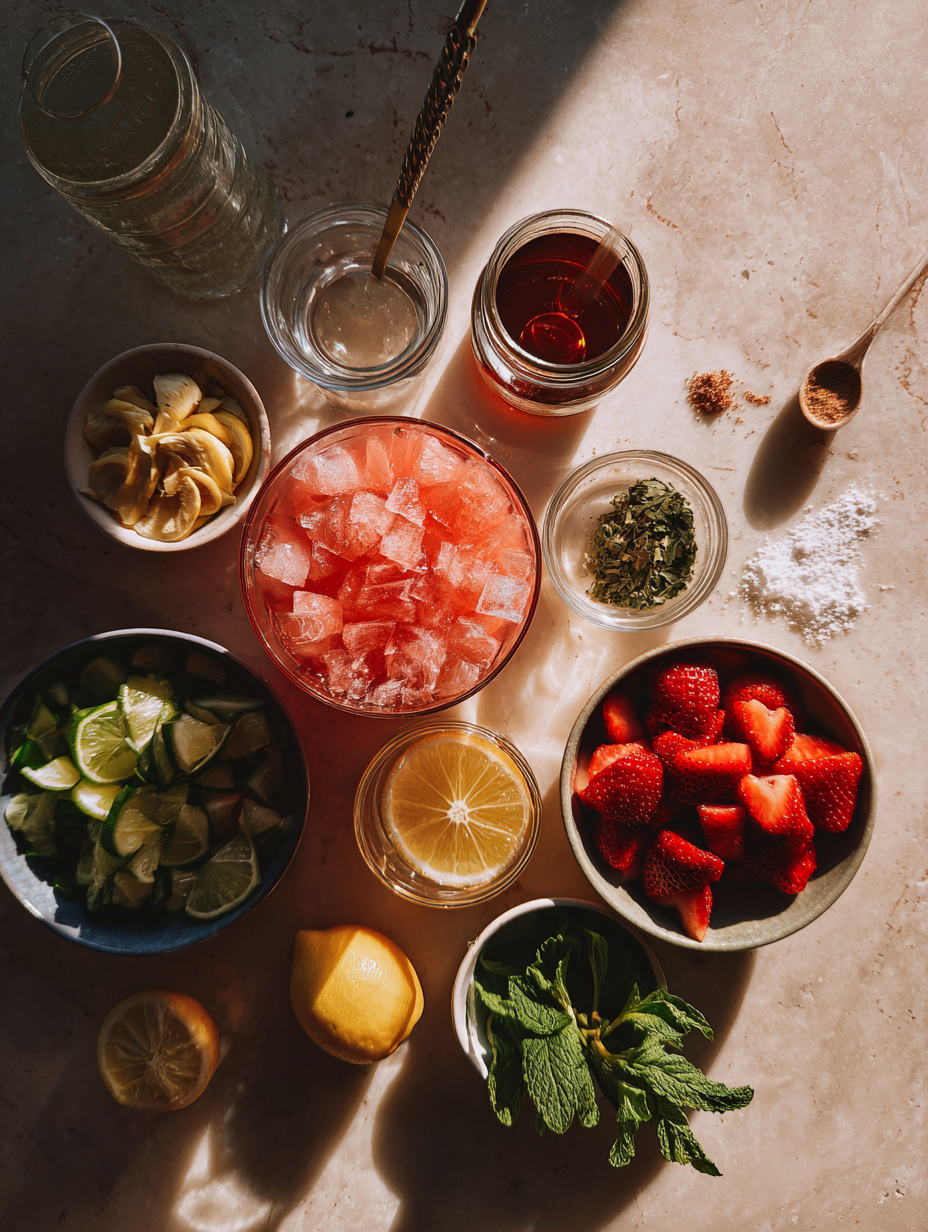 Ingredients for Peach Lemonade Recipe Refreshing Citrus Drink