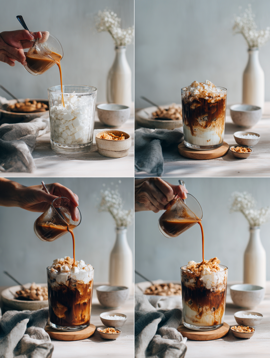 Step by step instructions for Indulge in the Creamy Delight Peanut Butter Iced Coffee Reci