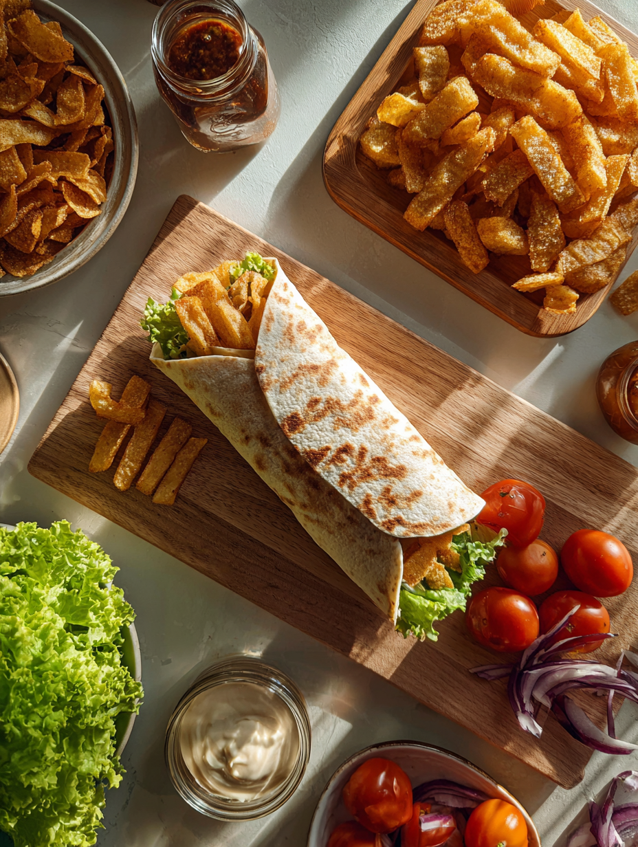 Ingredients for Crispy Onion Chip Wrap Recipe Air Fryer Lunch