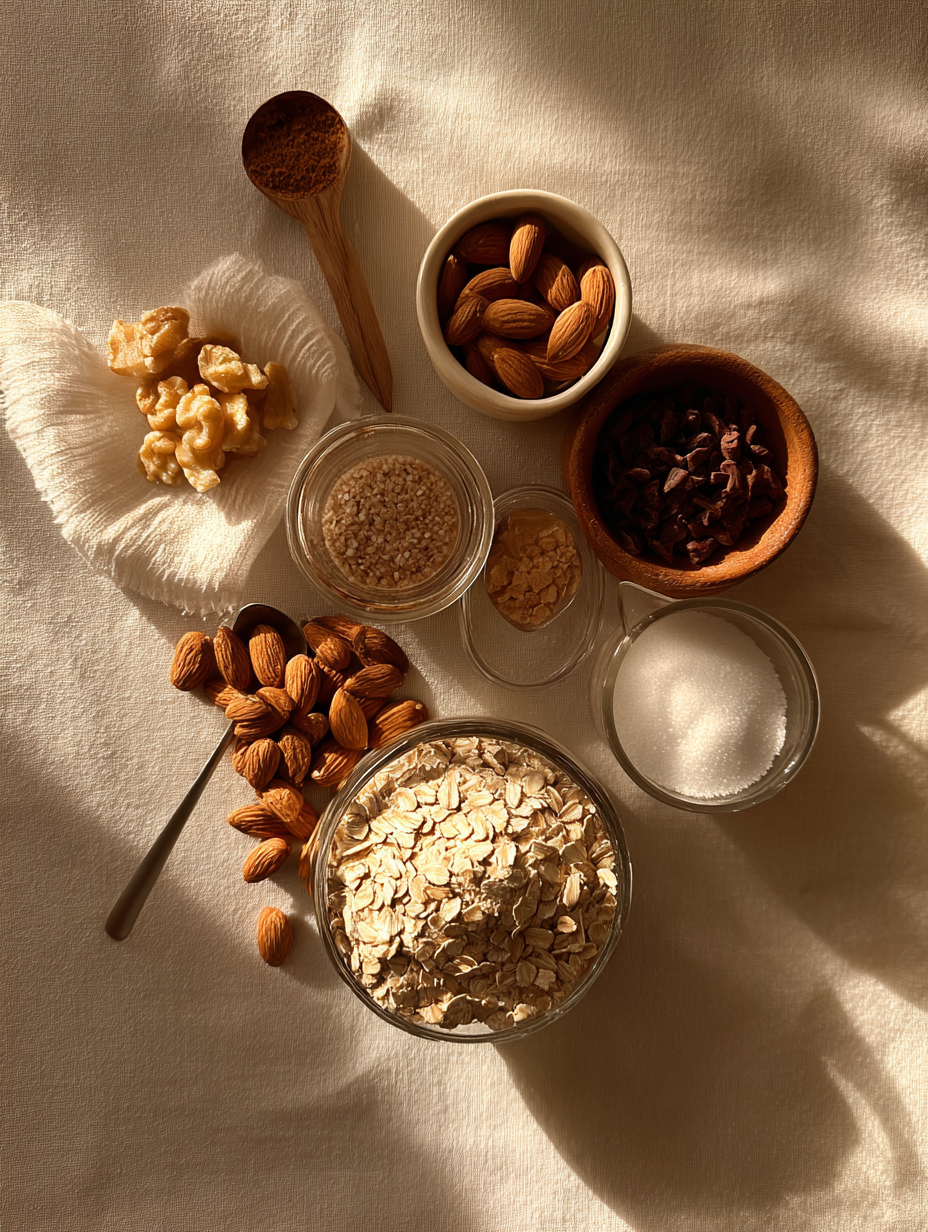 Ingredients for Delicious Protein Oatmeal with Almonds