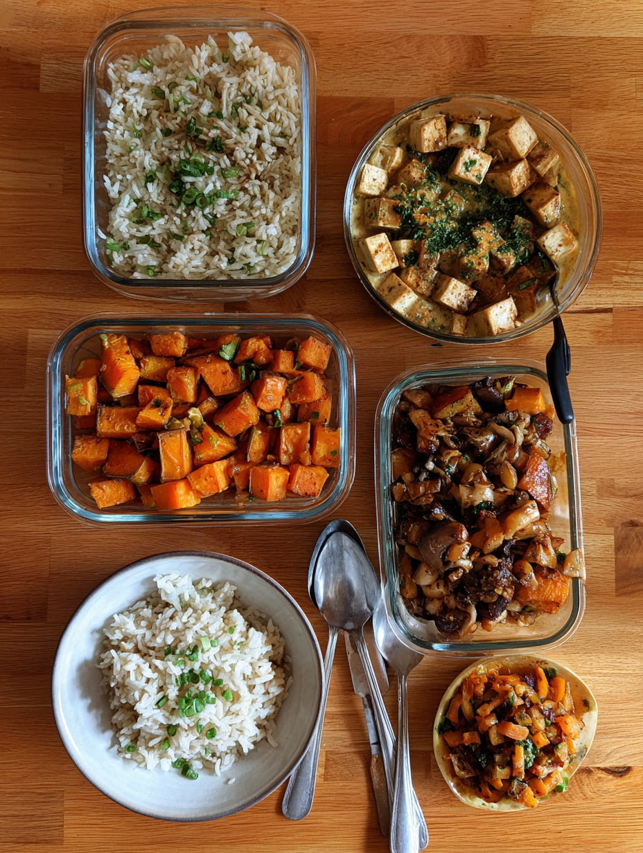 Ingredients for Nutritious Tofu Sweet Potato Meal Prep