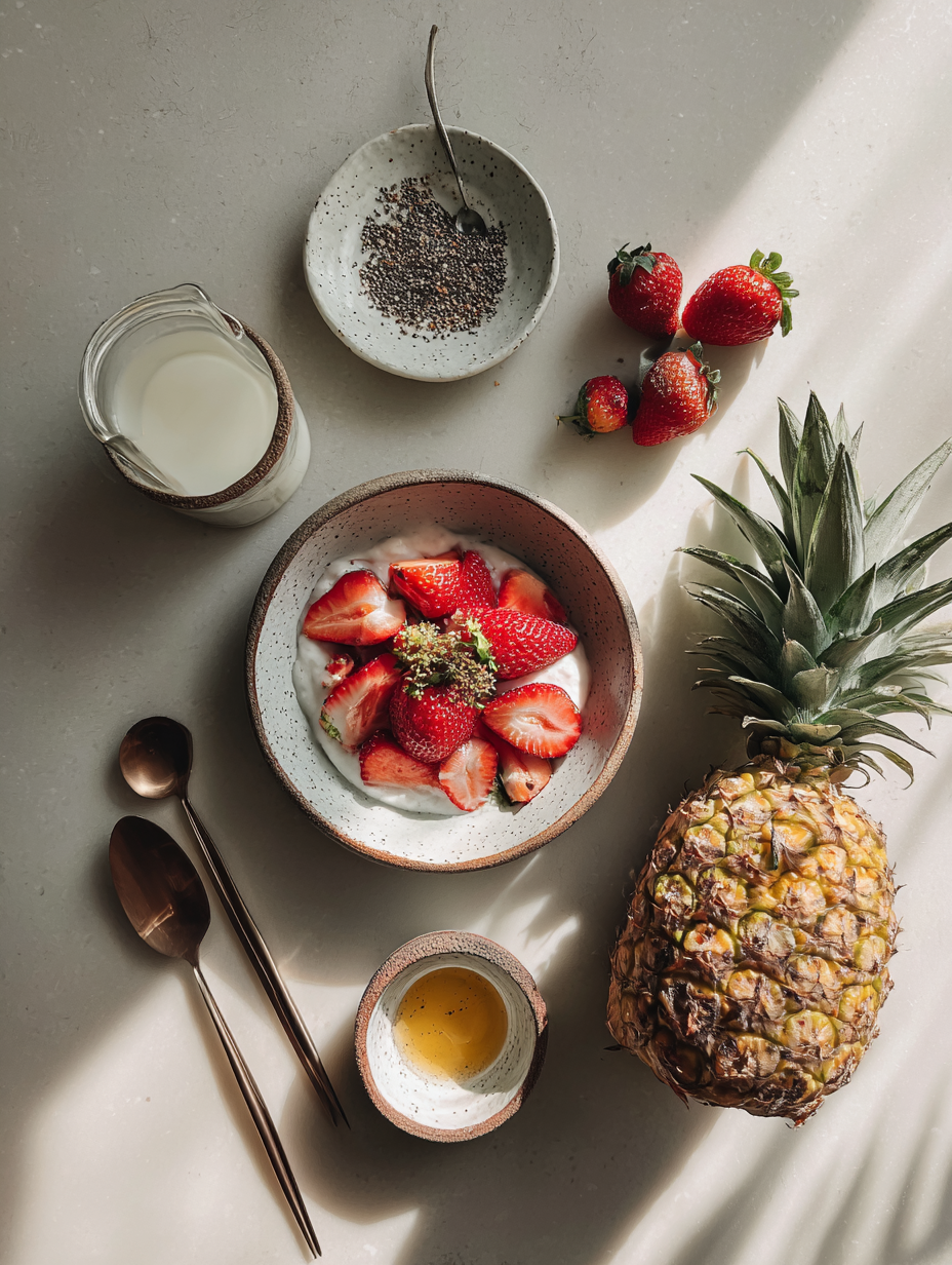 Ingredients for Strawberry Pineapple Smoothie Recipe