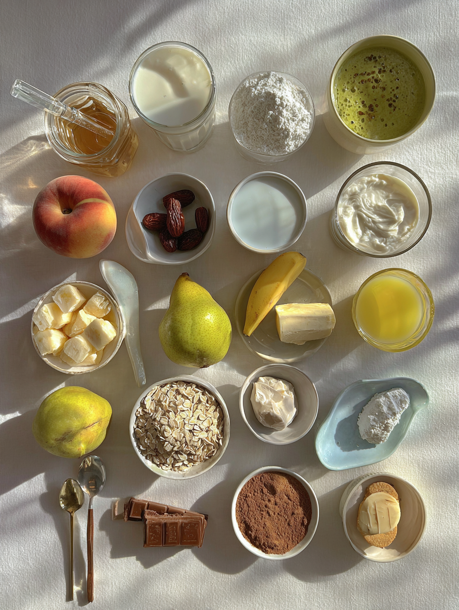 Ingredients for Peach Smoothie Recipe Healthy Breakfast Drink