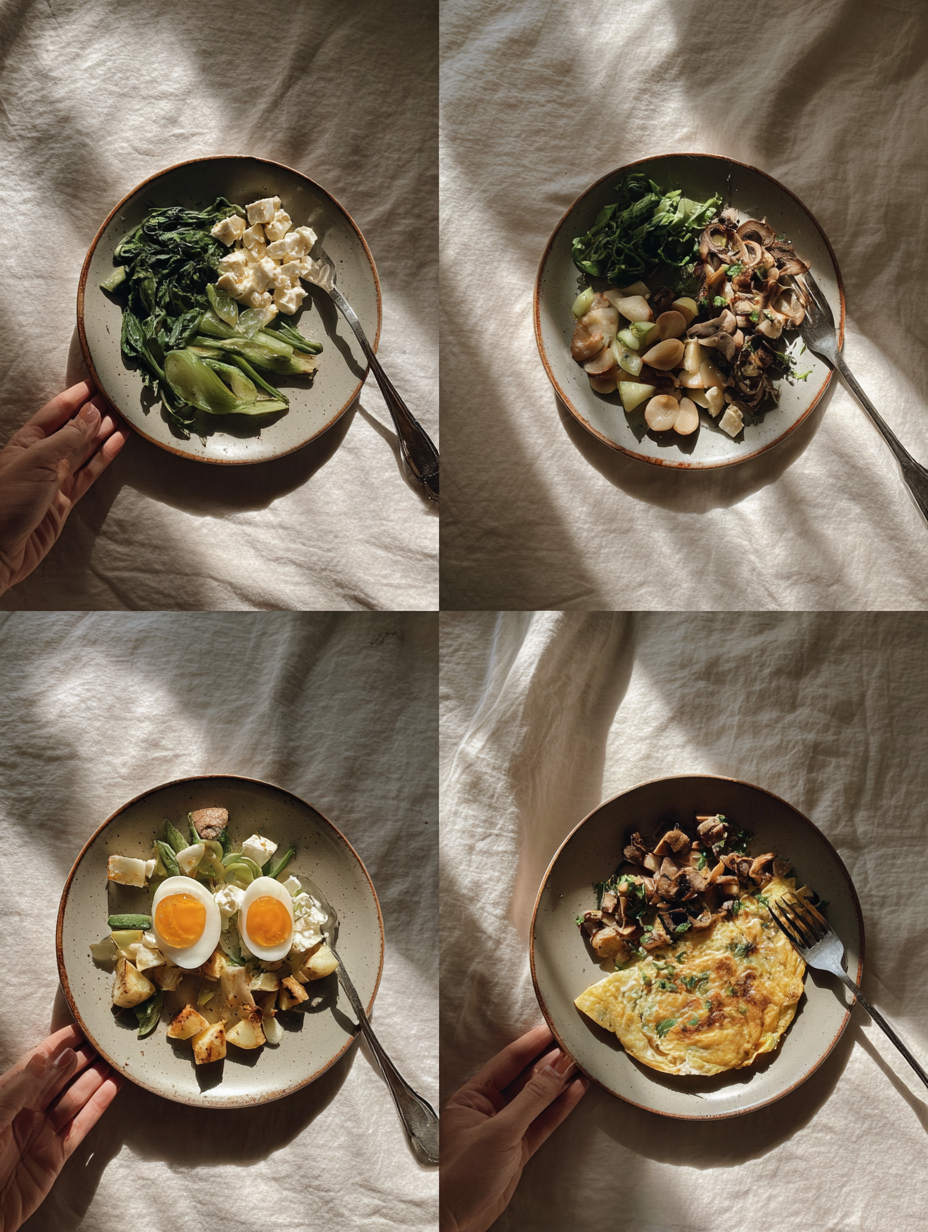 Steps for Healthy Meal Prep Spinach Feta Omelette