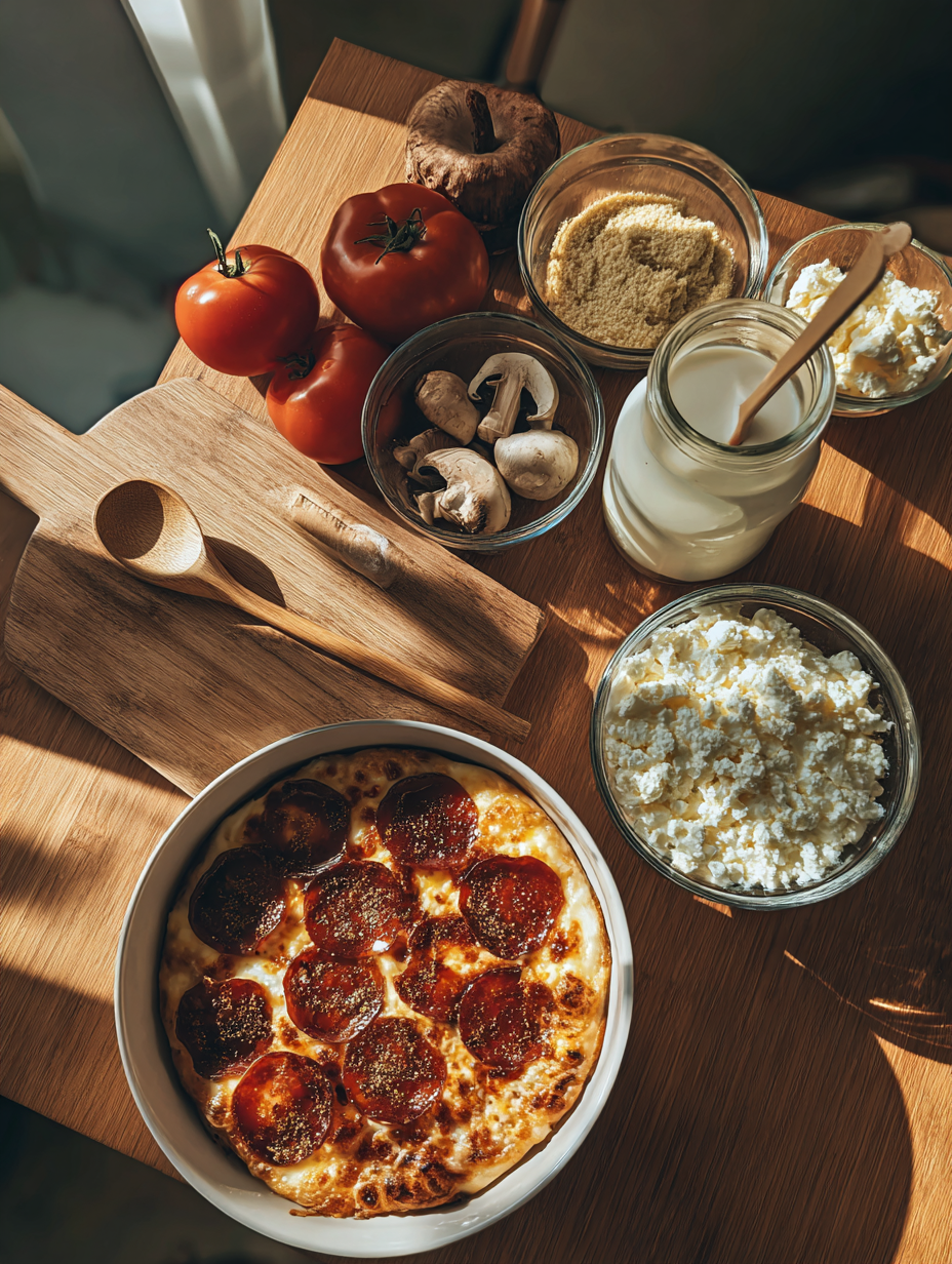 Ingredients for Cottage Cheese Pizza Bowl 30g Protein in Under 5 Minutes