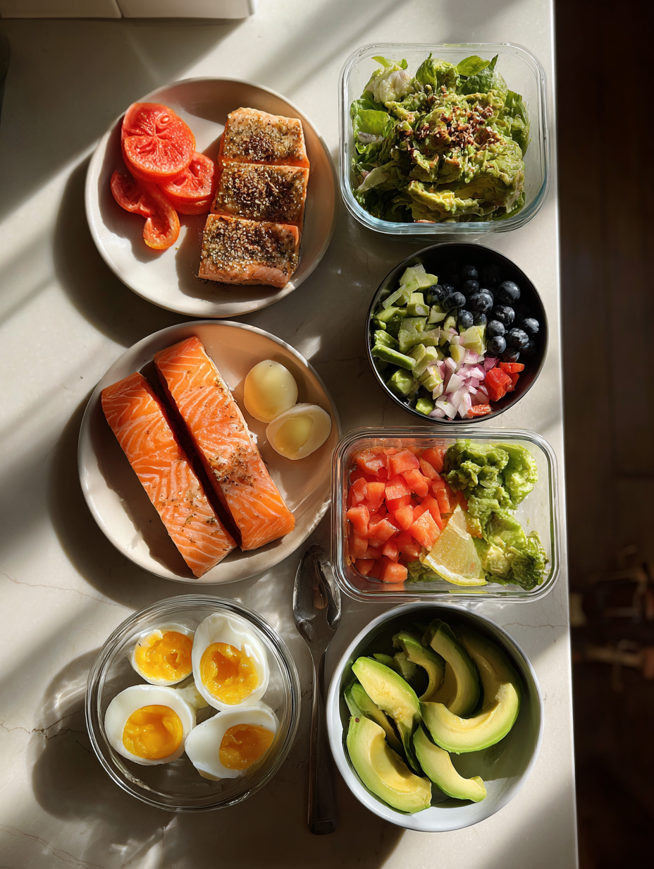 Ingredients for Healthy Salmon Avocado Bowls