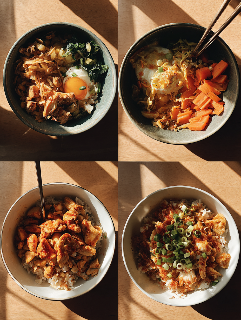 Steps for Spicy Halal Chicken Rice Bowls