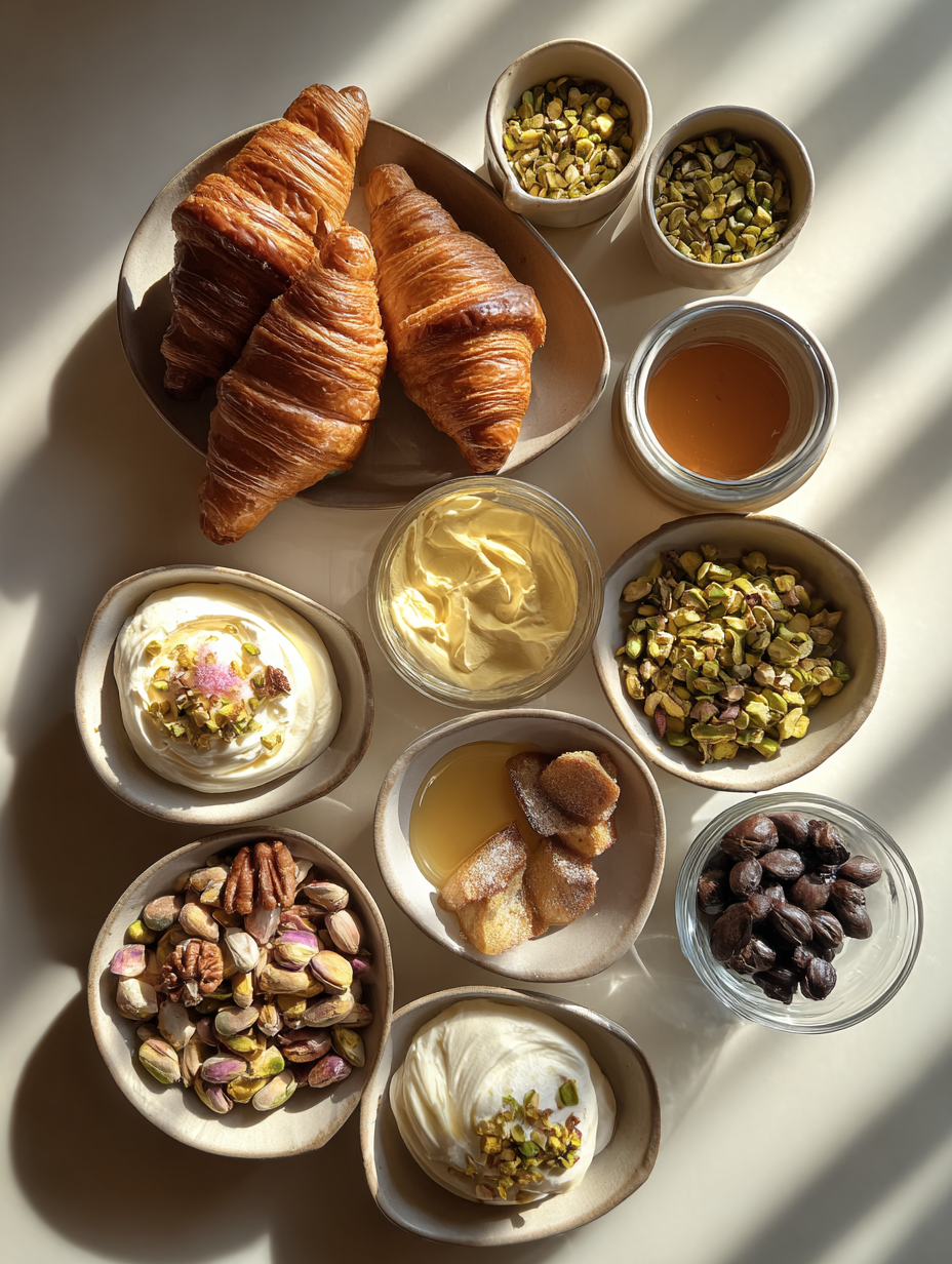 Ingredients for Pistachio Cream Croissant Recipe Viral French Pastry