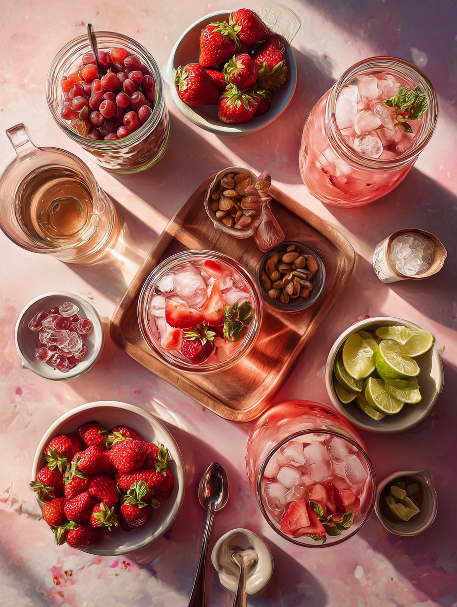 Ingredients for Strawberry Mojito Mocktail Recipe Fruity Summer Drink