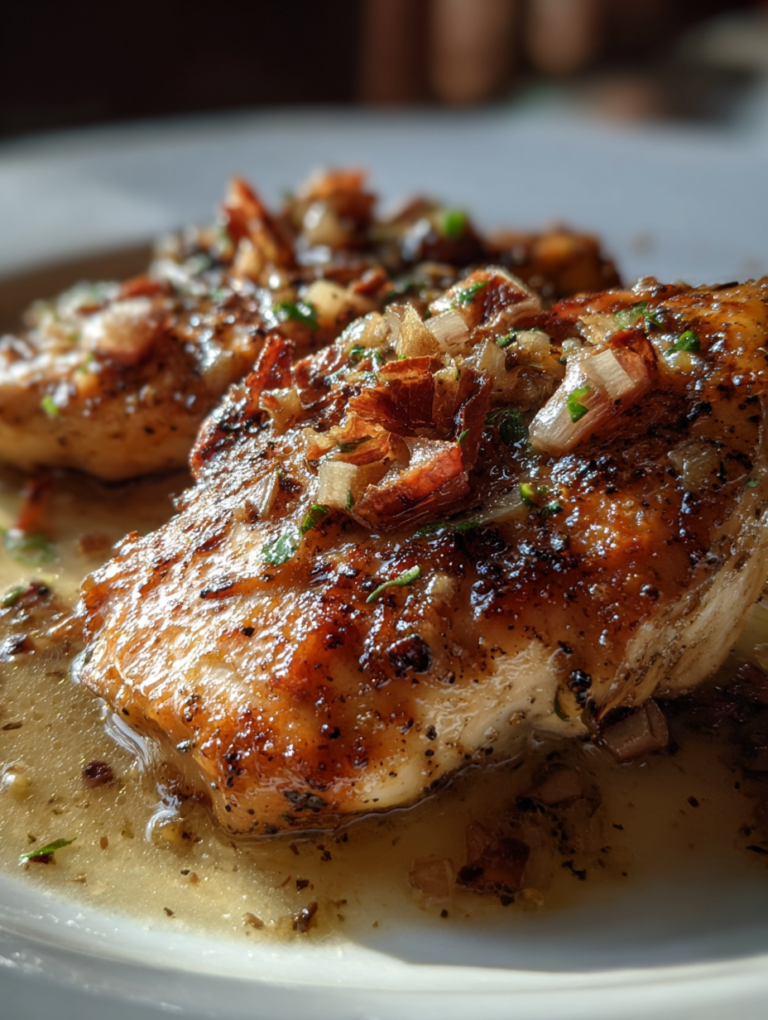 Pan-Seared Chicken in White Wine Garlic Sauce