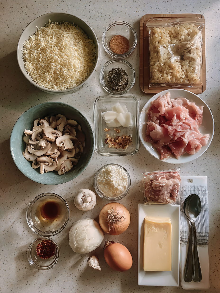 Ingredients for Boursin Chicken Risotto Recipe One Pan Lunch