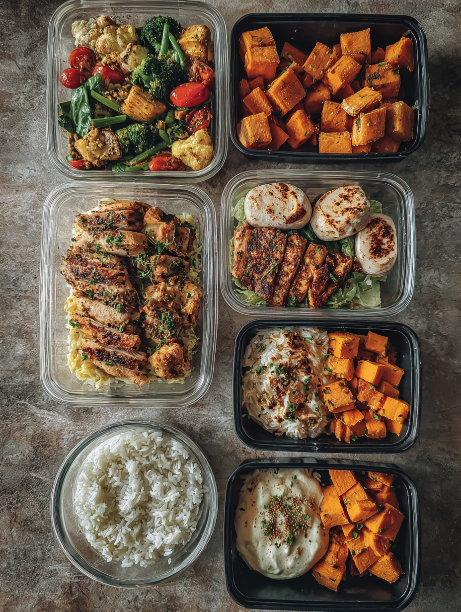 Ingredients for Fitness Meal Prep Chicken Sweet Potato