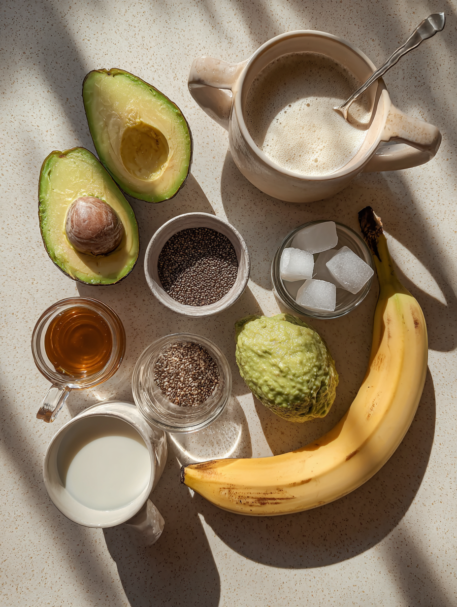 Ingredients for Avocado Smoothie Recipe A Healthy Creamy Drink