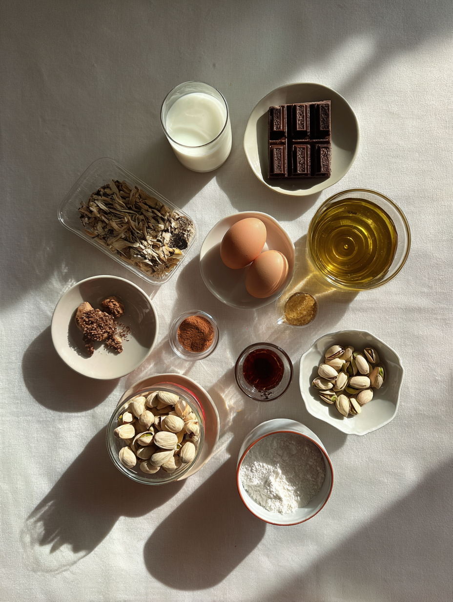 Ingredients for Dubai Pistachio Chocolate Bar Recipe Viral Kataifi Dessert