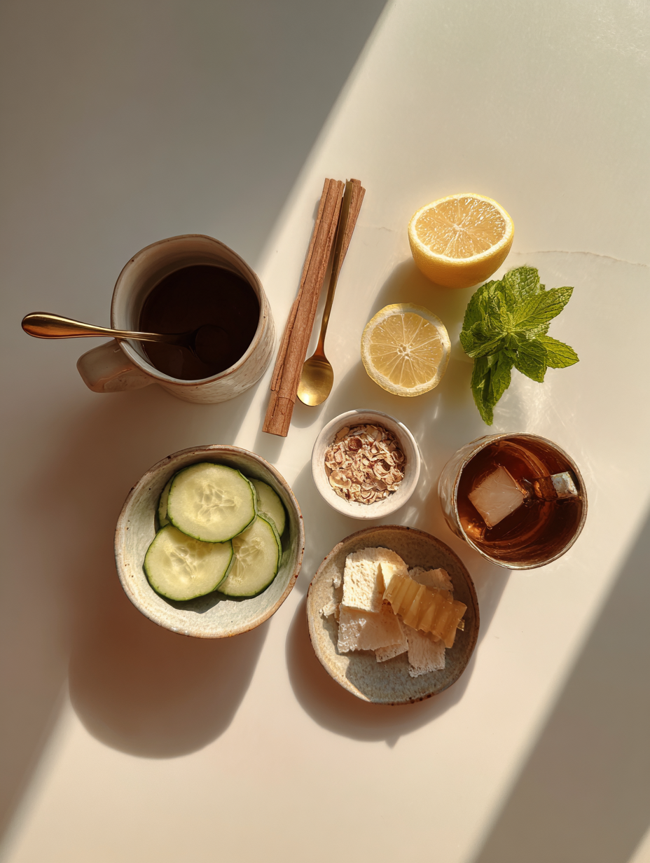 Ingredients for Cucumber Basil Lemonade Recipe Spa Style Drink