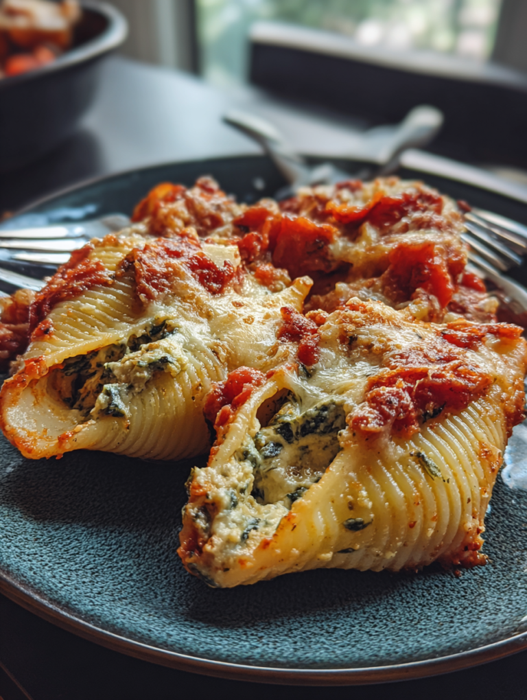 Oven-Baked Spinach Ricotta Stuffed Shells