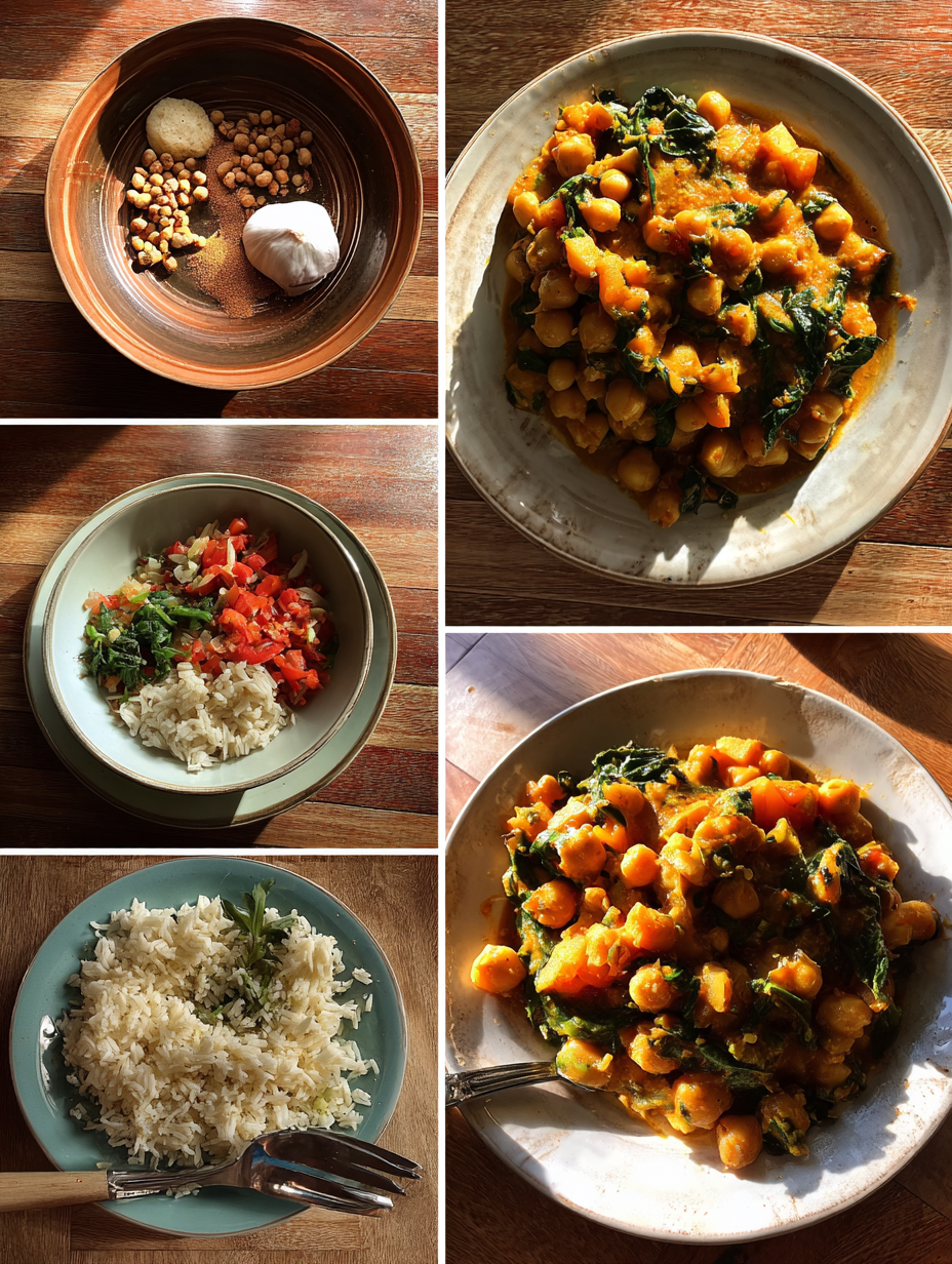 Steps for Healthy Chickpea Spinach Curry