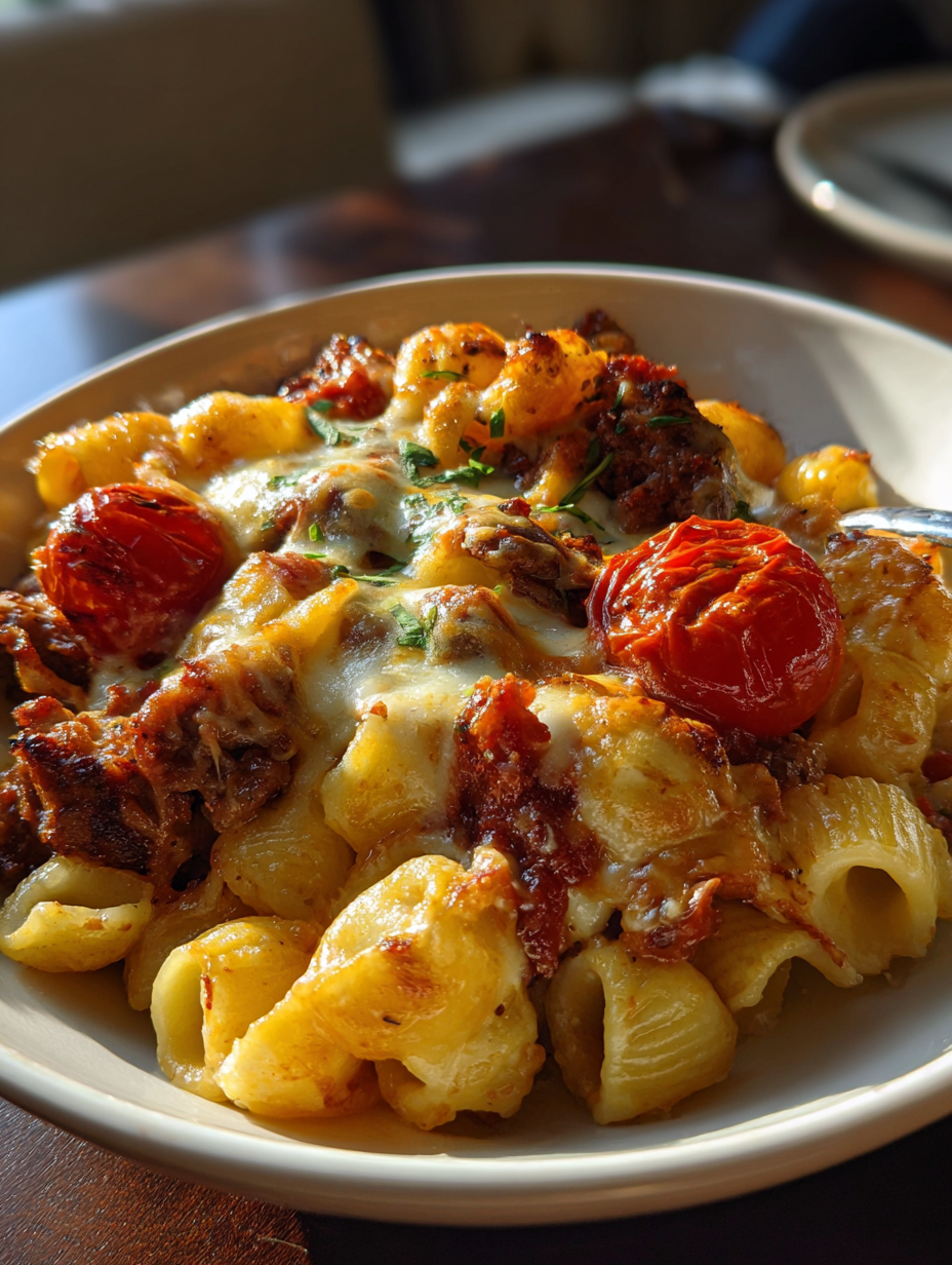 Beefy One-Pot Shell Pasta Bake
